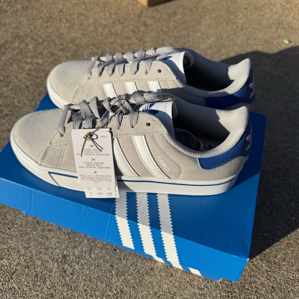 Adidas Campus VULC J Grey/white/blue SIZE 6 Youth / 7 Women IH8039 - Picture 2 of 7